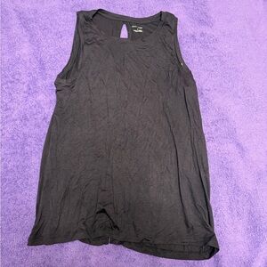Halogen Black Sleeveless Keyhole Tank